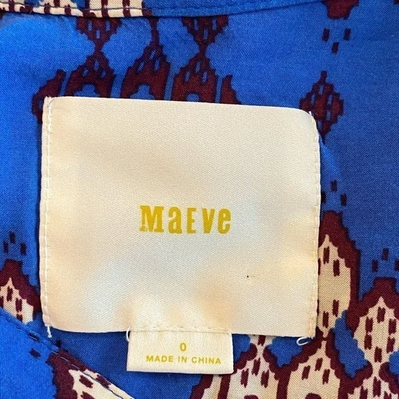 Anthropologie Maeve Blue Woodland Walk Tunic Long Sleeve Top Size 0 - Picture 7 of 9